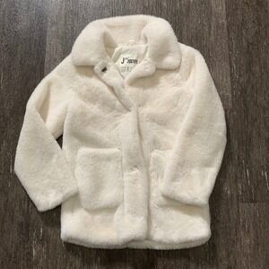 J for Justify Girls Faux Fur Coat Cream White Size 10 Warm Winter Outerwear